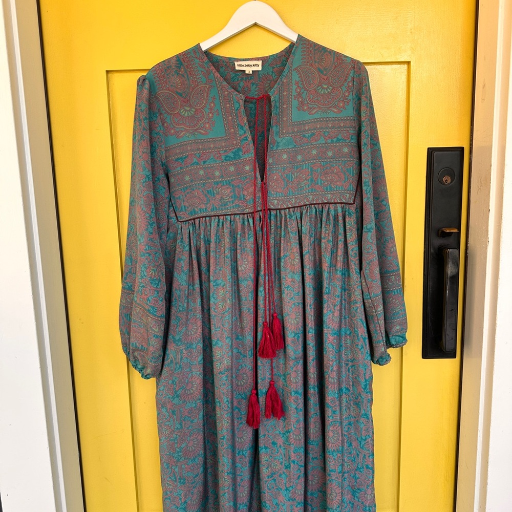 Bohemian Teal and Red Dress